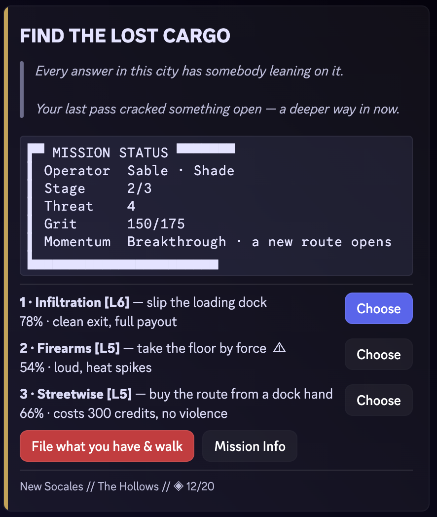 A branching mission decision